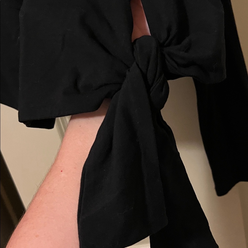 Banana Republic Black One-Shoulder Long Sleeve Top with Side Tie - Picture 3 of 5